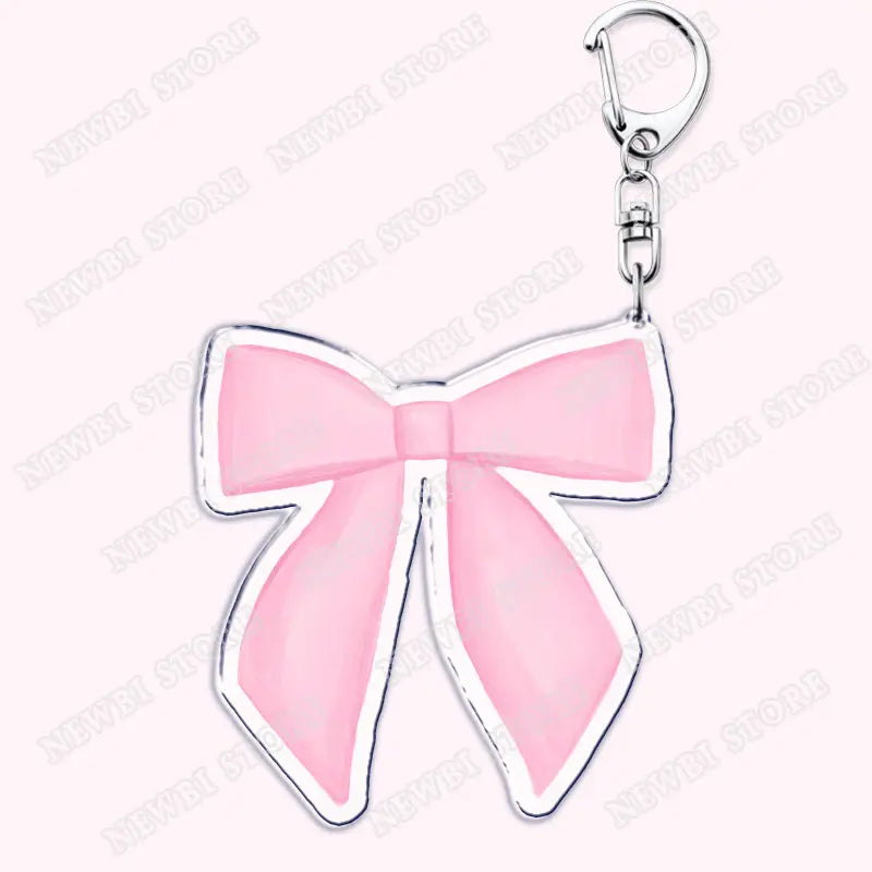 Aesthetic Coquette Pink Keychains for Womens Accessories Ribbon Hot Girl Book Club Bow Flowers Keyrings Friends Lovers Gifts