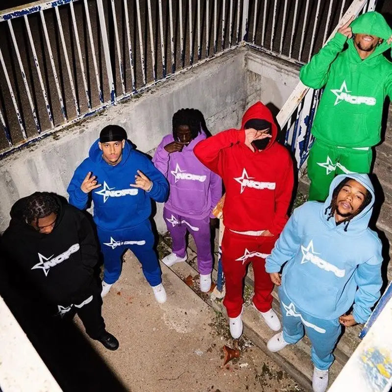 Harajuku Hoodies Men Y2k Hip Hop letter Graphic Print Hooded Sweatshirt Punk Rock Oversized Pullovers Baggy Sweatpants Suits