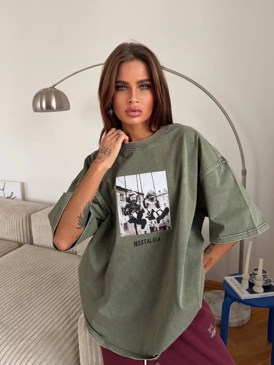 Sumuyoo 100% Cotton Women’s Retro Printed T-shirt Men Vintage Short-sleeve Wax printing T Shirts Fashion Hip Hop Loose Tees