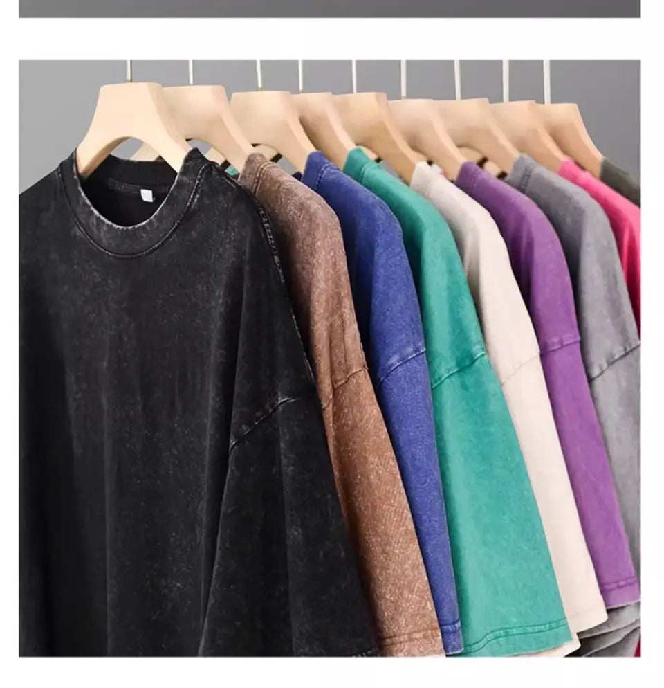 Hip Hop t shirt Men fashion Cotton Harajuku Multicolors Oversized Washed T-shirt women Unisex Summer Retro Short Sleeve Tee top
