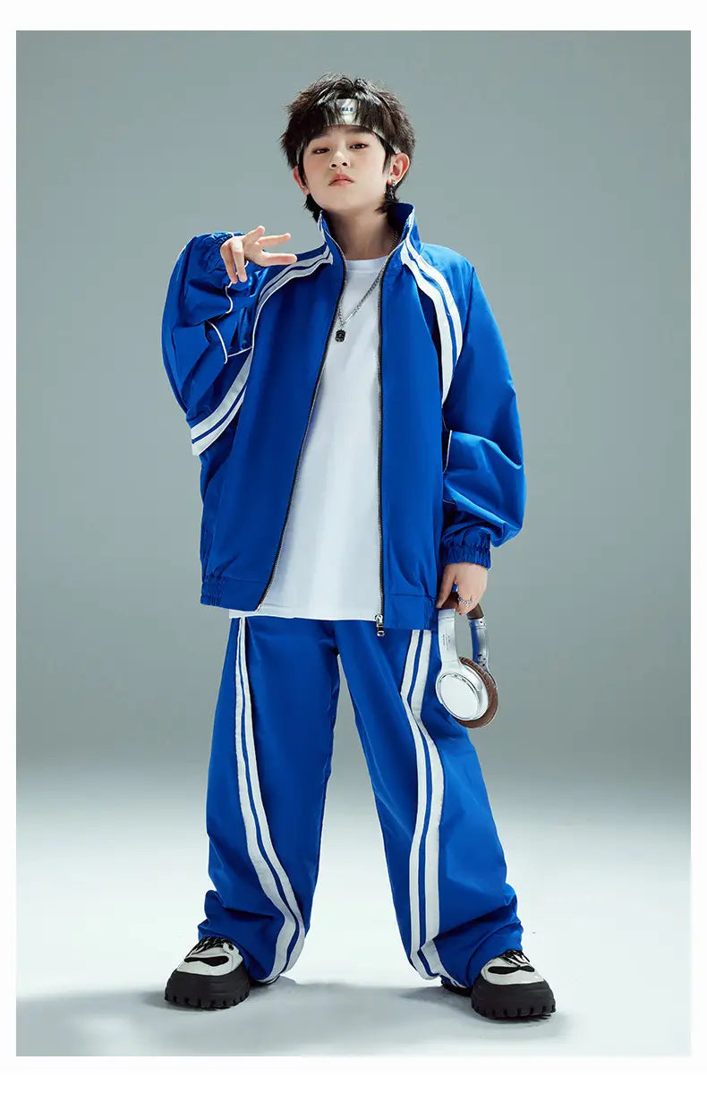 Hip Hop Children Costumes Boy Girl Streetwear Fashion Loose Casual Sports Jacket Pant Suits Kids Coat Trousers Sets Tracksuit