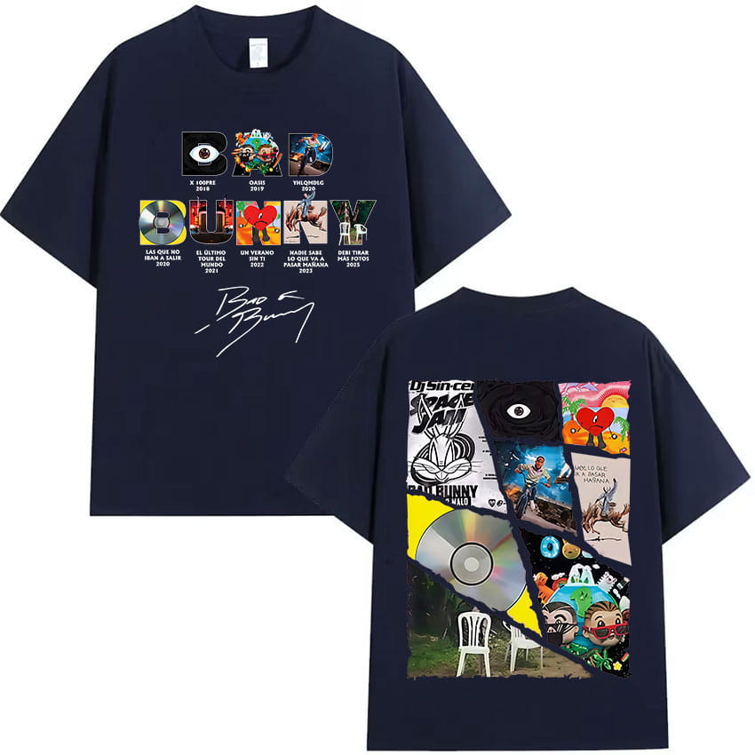 Rapper Bad Bunny Tour 2026 Album Merch T Shirts Debi Tirar Mas Fotos DTMF Graphics T-shirts Unisex Hip Hop Oversized Cotton Tees