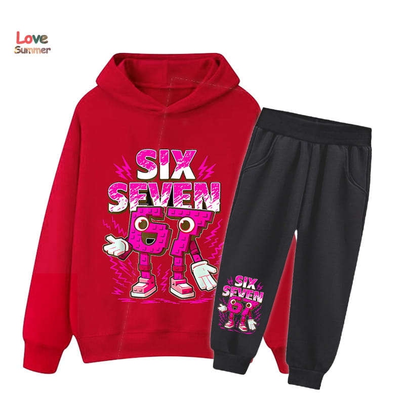 67 Six Seven hoodie pant 2pcs boys girls Italian Brainrot Kid Girl Sweatshirt 2pcs Suit Hoody Baby Casual Tracksuit