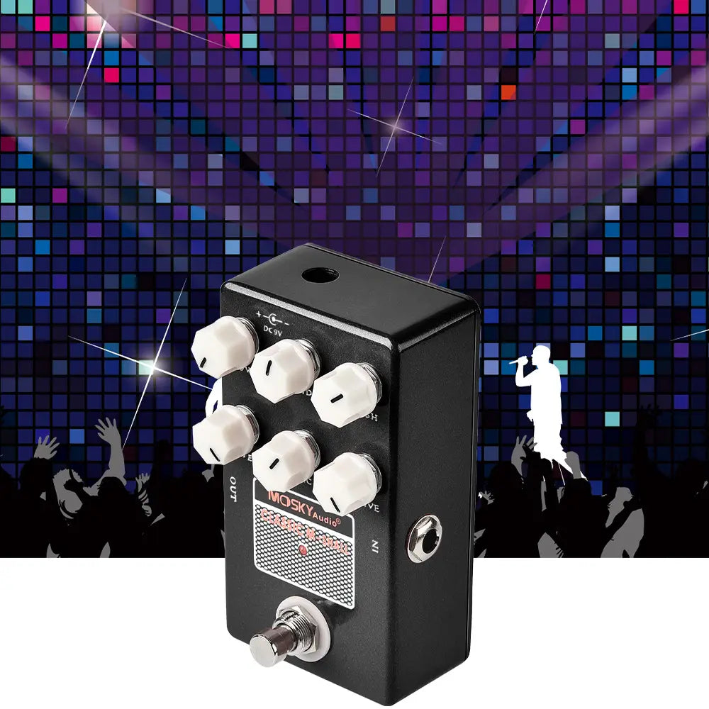 Mosky Classic M-Shall Amp Simulator Guitar Pedal - 3-Band Active EQ,Speaker Simulation,Drive/Level/Voice Control for Guitar/Bass