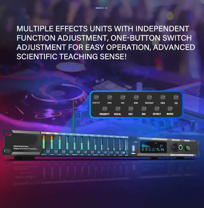 Professional home pre-stage effector microphone KTV digital reverb USB Bluetooth howling Kara processor
