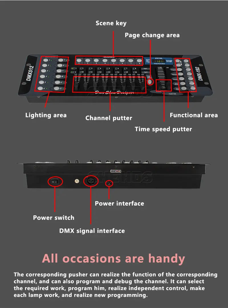 SHEHDS NEW 192 DMX Controller DJ Equipment DMX 512 Console Stage Lighting For LED Par Moving Head Spotlights DJ Controlle