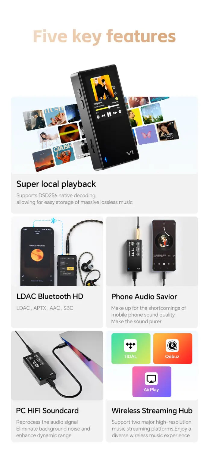 TempoTec Variations V1,IM05 IM01 earphones HiFI music player USB DAC DAP,headphone amplifier 4.4mm&3.5mm ports PEQ,
