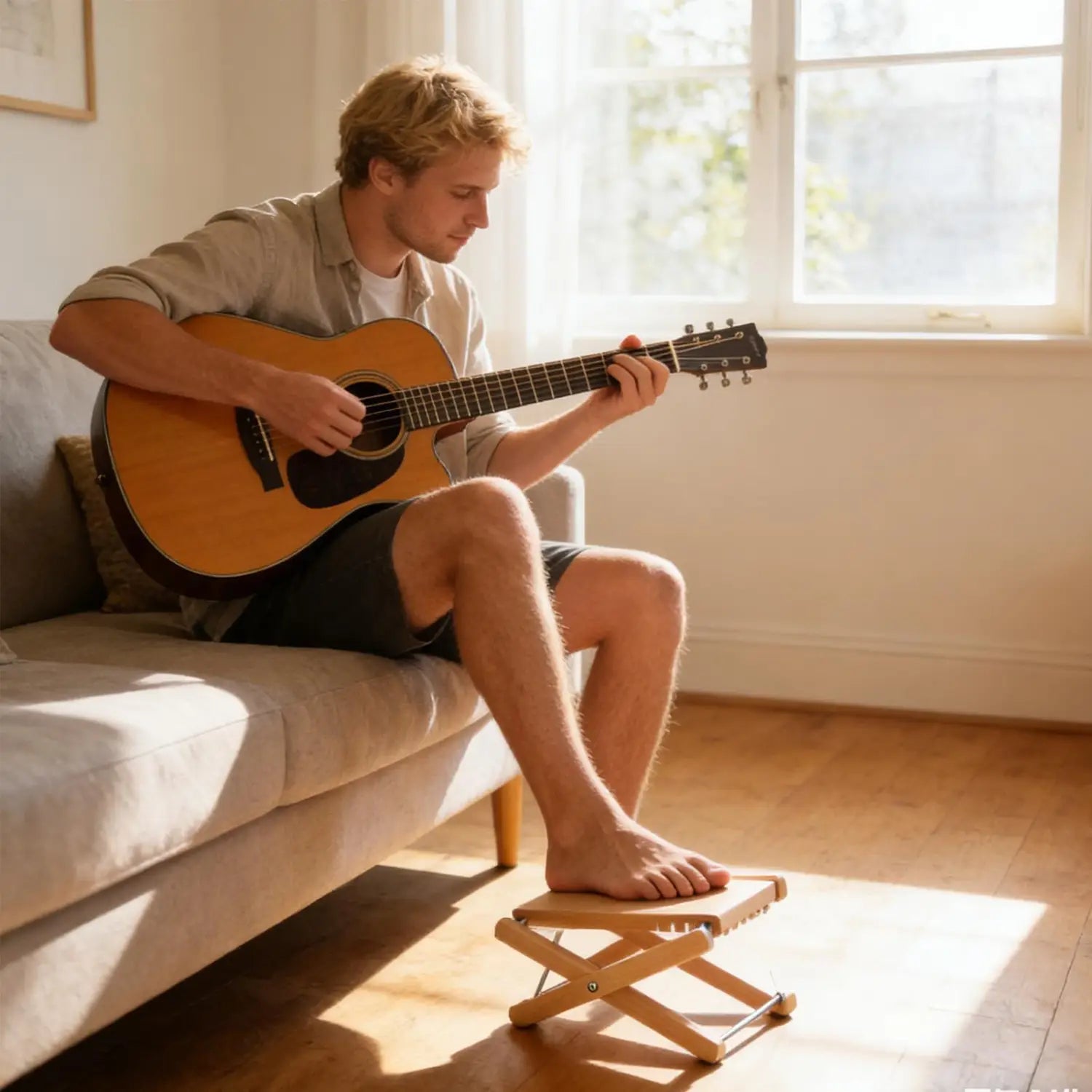 Adjustable Guitar Foot Stool Ergonomic Wooden Leg Rest Musician Footrest for Classical Guitar Home Studio Stage Pipa Player