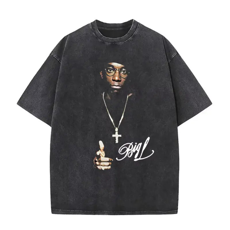 Rapper The Notorious Big L Lifestylez of The Poor and Dangerous Vintage Washed T-shirt Biggie Smalls Tshirt Men’s Hip Hop Tees