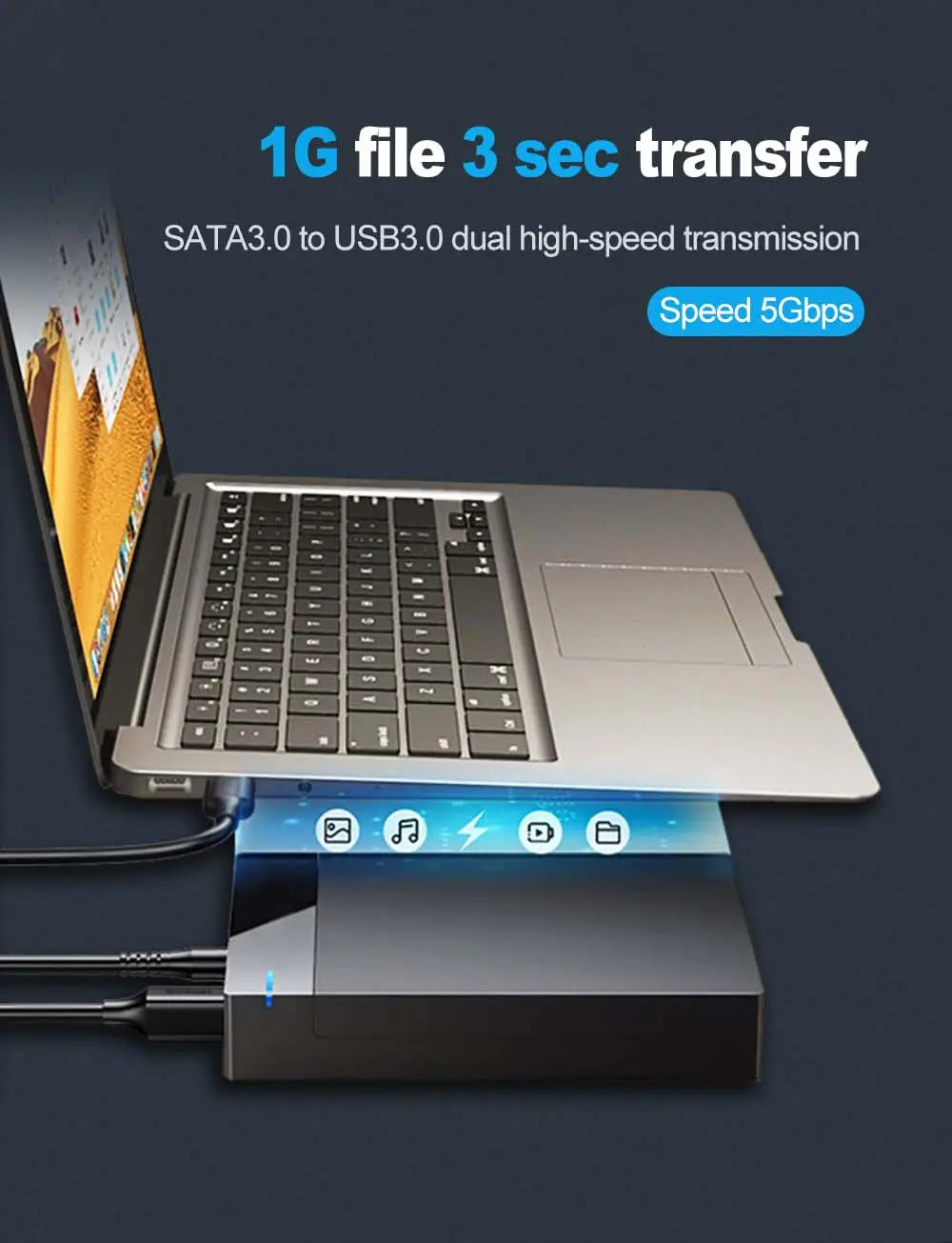 3.5 Inch Portable External Hard Drive Case Box Enclosure SATA SSD HDD 10TB USB 3.0 Transmission for PC Laptop TV Cellphone
