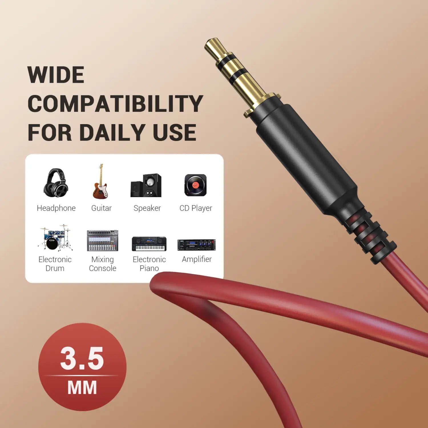 Oneodio Audio Cables 6.3mm to 3.5mm Aux Audio Cable for Studio DJ Headphone Headset for Guitar Music Player Mixer Phone Speaker