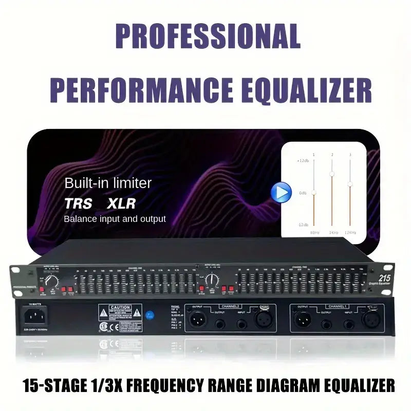 EQ215 Professional Sound Equalizer: Boost Your Audio with US Plug and Precision Tuning - Ideal for Studios and Live Performances