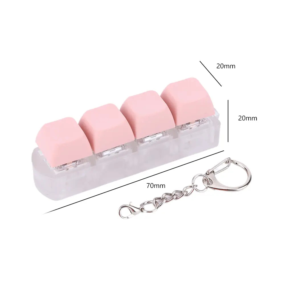 4 Keys Button Keycap Fidget Keychain Keyboard Key Toy Keyboard Clicker Toy Keyboard Cube Toy for Adult Gifts To Relief Pass Time