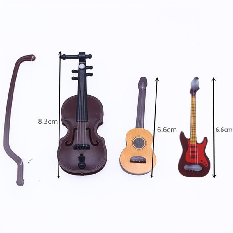 1Pc Dollhouse Mini Christmas Wood Grain Violin Instrument Simulation Popular Guitar Miniature Home Scene Model Decor Accessories