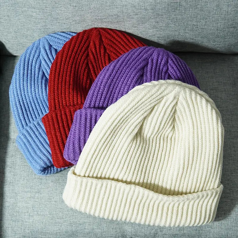 Unisex Solid Color Warm Knitted Beanies for Women Men Winter Autumn Outdoor Keep Female Wool Gorras Hip Hop Dad Cap