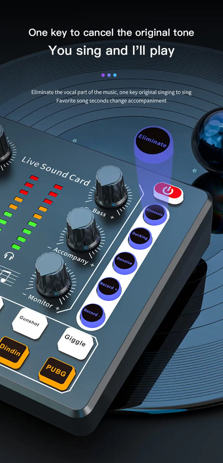 Live Sound Card Studio Record Professional Soundcard Bluetooth Microphone Mixer Voice Changer Live Streaming Audio Mixer Karaoke