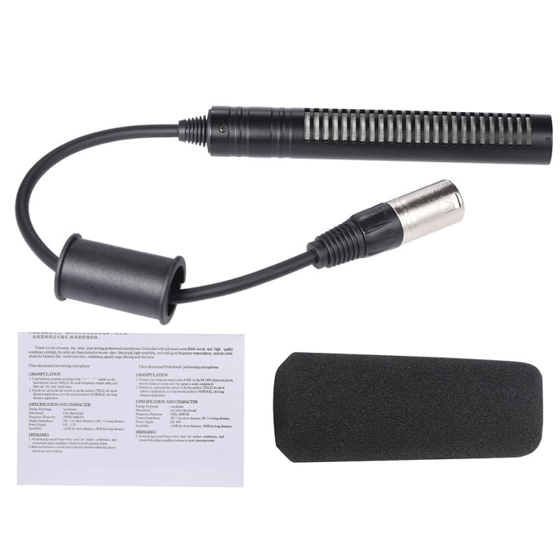 Video Recording Microphone Interview Stereo Condenser Unidirectional Mic for Sony Panosonic Camcorders--XLR Interface