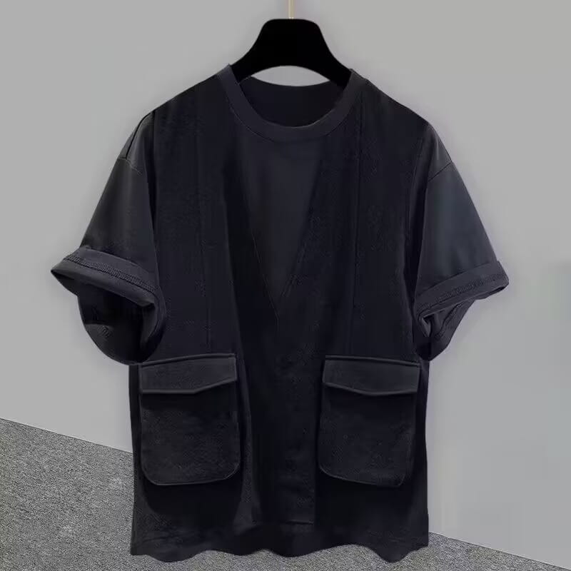 Hip Hop Creative T shirts Men Women Summer Japanese Style Hole T-shirts Streetwear Couple Tops Tees Male Black