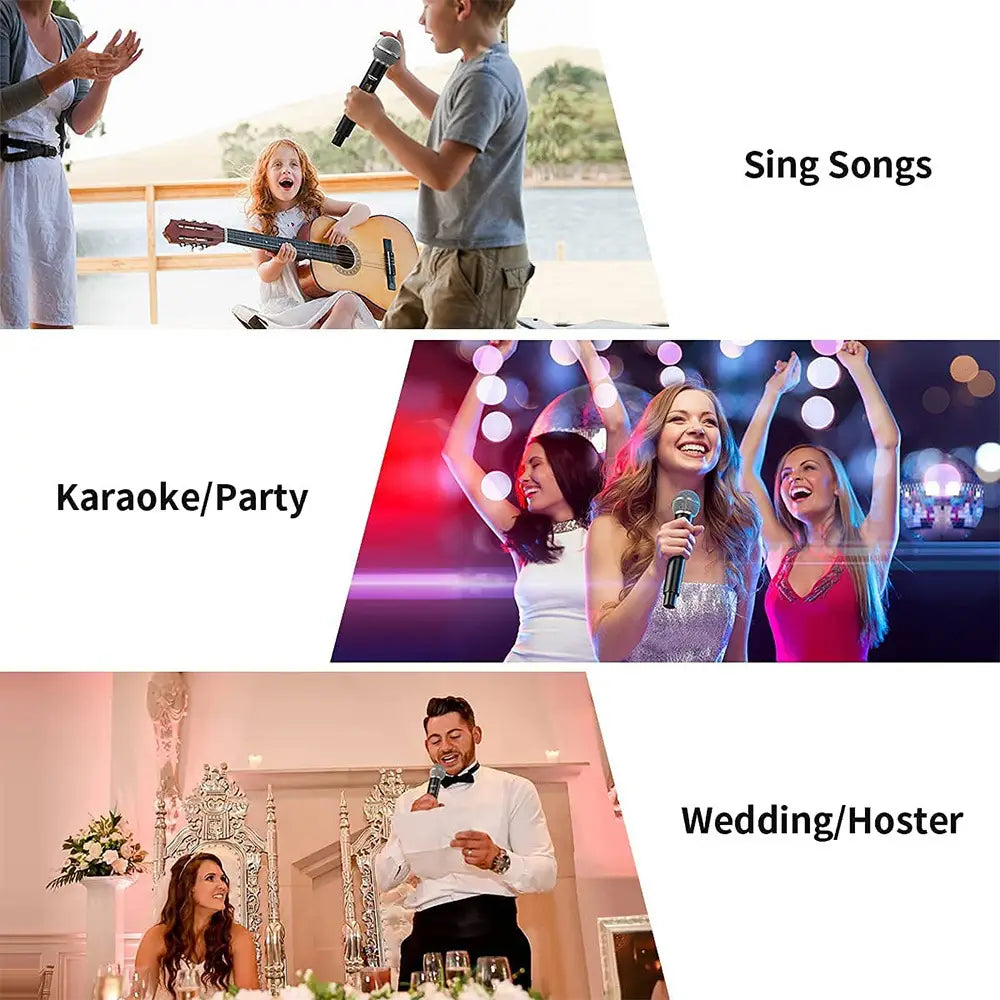 Wireless Microphone Dynamic Handheld Microphones Karaoke Microphone Mic with Rechargeable Receiver for Wedding Party Church Club