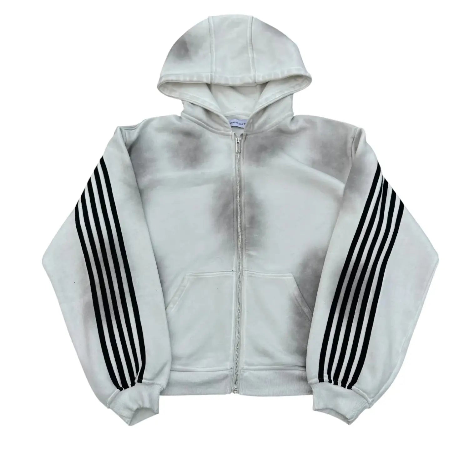 Gothic Punk Y2k Hoodie Two Piece Set Hip Hop Trend Side Striped Embroidered Zipper Hoodie Harajuku Retro Casual Wide Leg Jeans