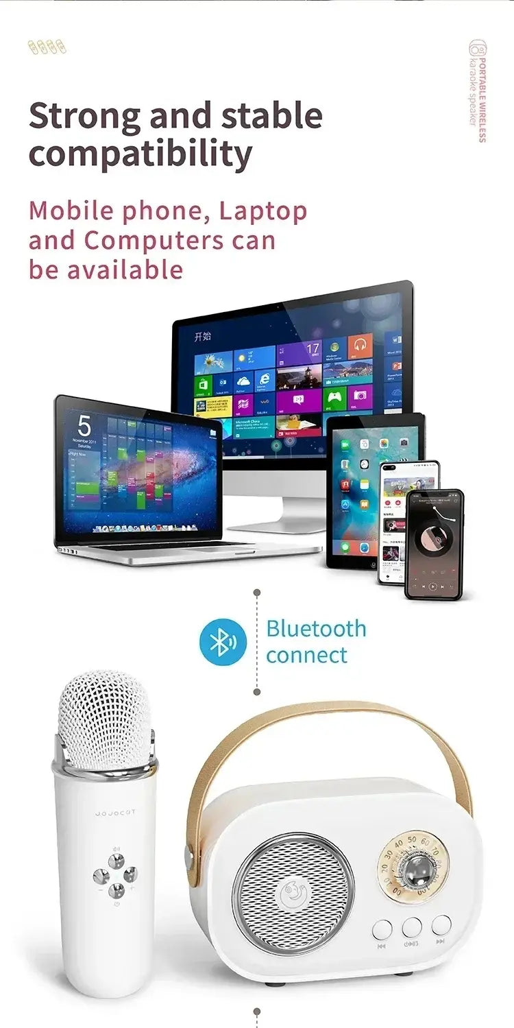 Karaoke Wireless Portable Bluetooth Speaker With Microphone Radio FM Machine Mini Music Sound Box Caixa De Som Small Mp3 Column