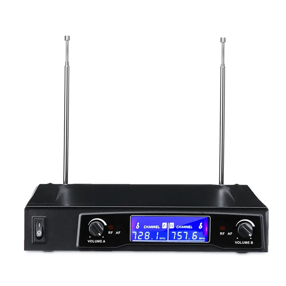 Karaoke Microphones UHF Professional 2 CH Cordless Dual Handheld Microphone Digital LCD Display Mic System Set for Party Wedding