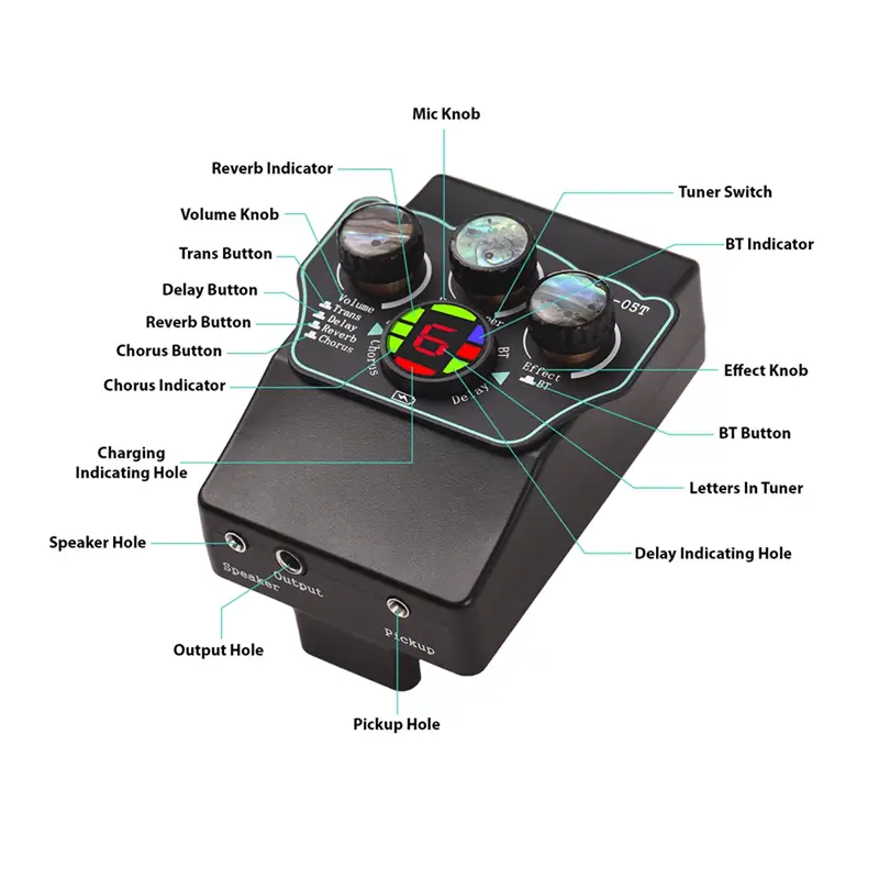 Guitar Pickup Classical Guitar Pickup Vibration Pickup BT Accompaniment Resonance Pickup 3-Band EQ Equalizer Acoustic-ABIU