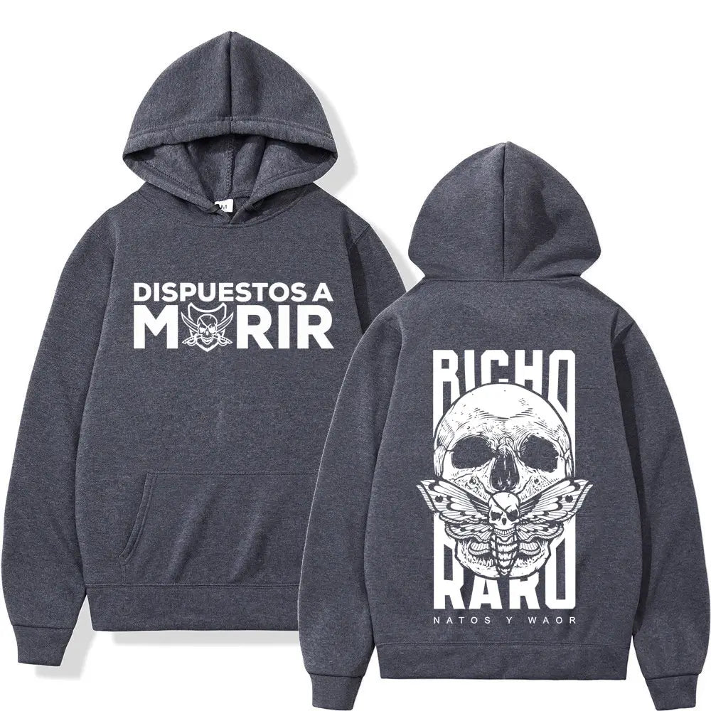 Rapper NATOS WAOR Bicho Raro Negra Skeleton 2025 Gothic Hip-hop Long-sleeved Harajuku Hoodie Winter Man Woman Classic Sweatshirt