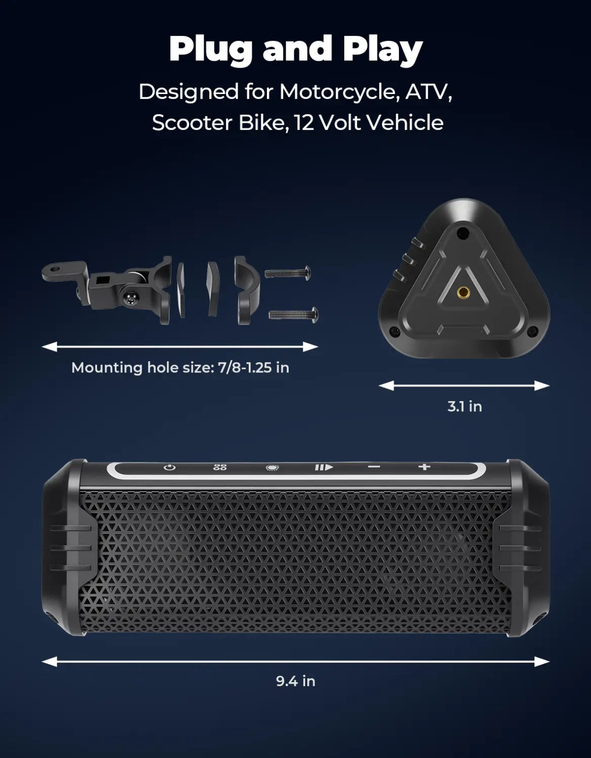 Motorcycle Speaker Waterproof USB AUX Music Player LED Ambient Lighting for 7/8-1.25 Handlebar ATV UTV Accessories Equipments