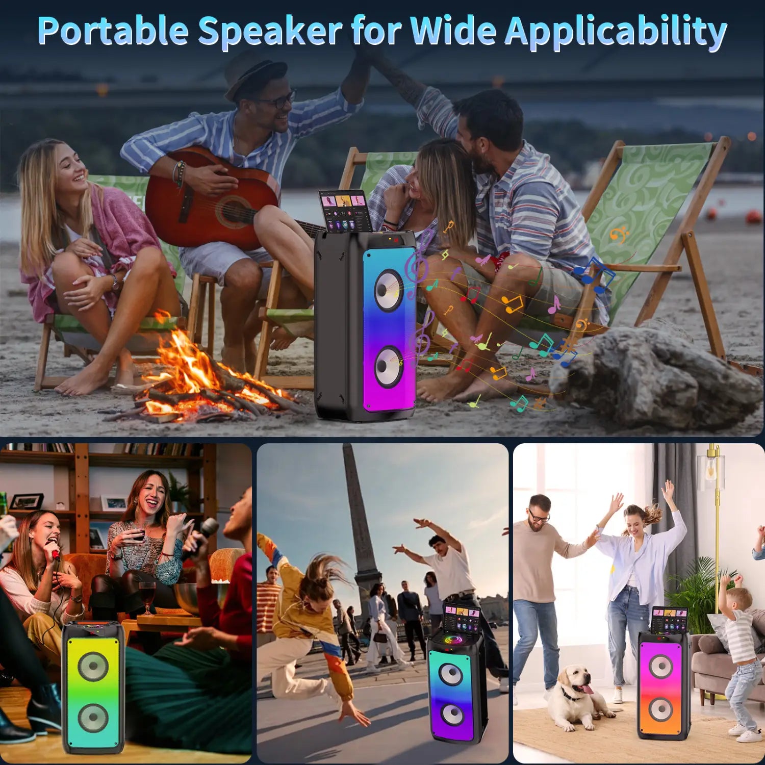 T10-TKaraoke Machine with2Wireless Microphones,Portable Bluetooth Speaker for Adults& Kids,Big Party PA System with Disco Lights