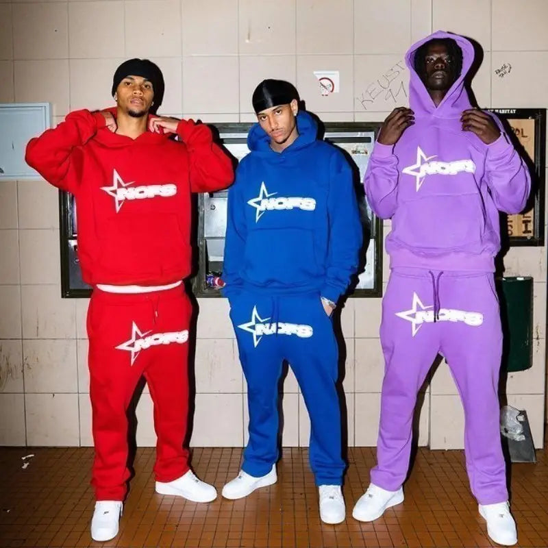 Harajuku Hoodies Men Y2k Hip Hop letter Graphic Print Hooded Sweatshirt Punk Rock Oversized Pullovers Baggy Sweatpants Suits