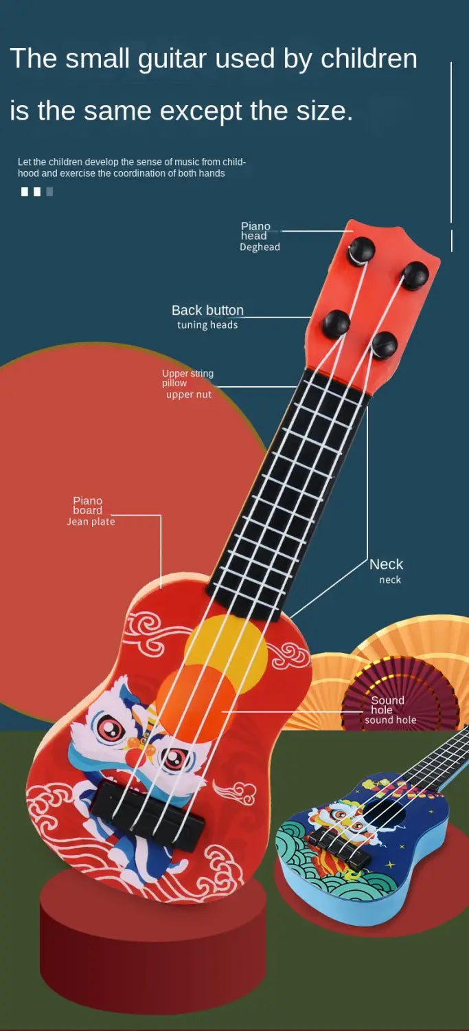 Mini Guitar 4 Strings Classical Ukulele Guitar Toy Musical Instruments for Kids Children Beginners Early Education Small Guitar