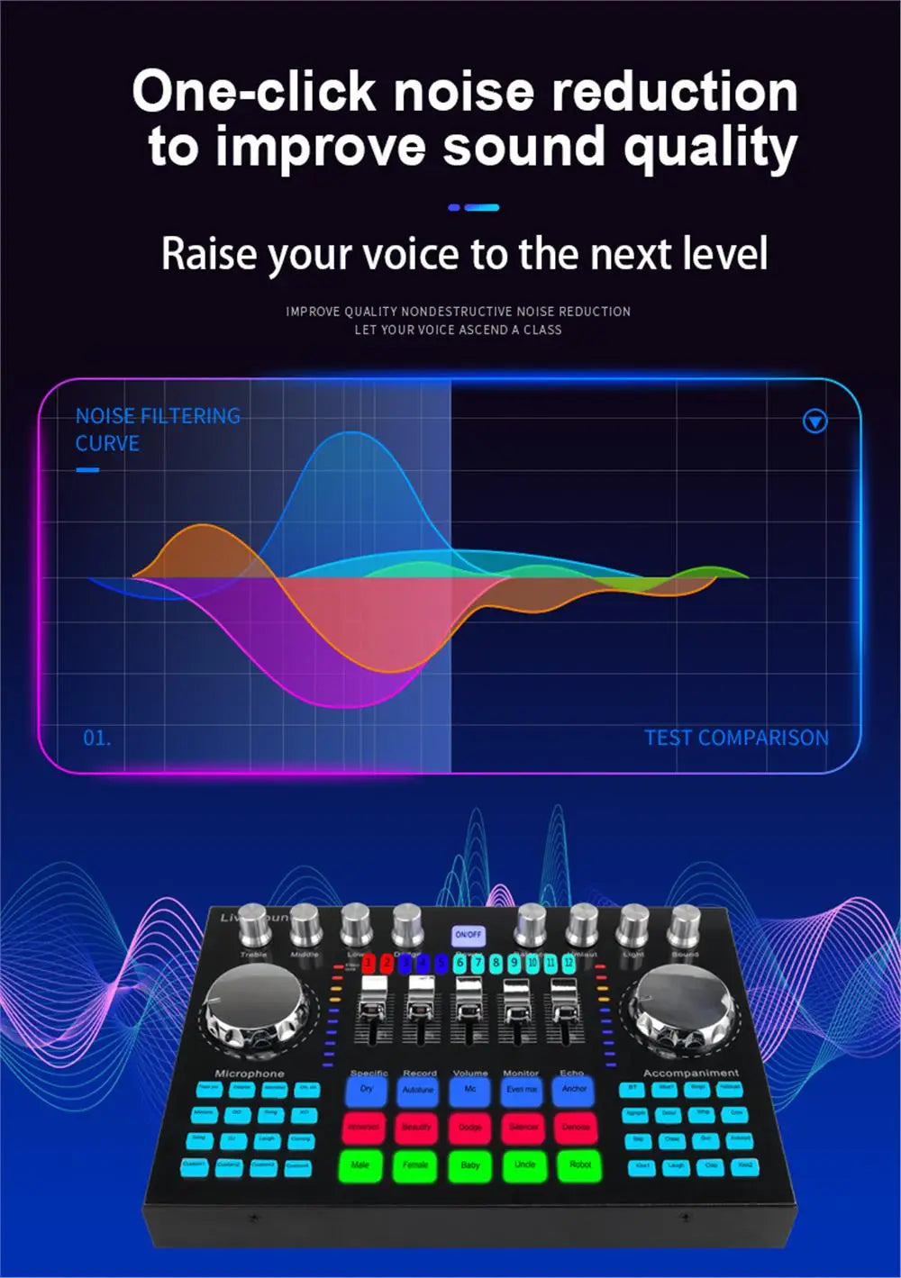 K1 Live Sound Card Portable Internet Celebrity Live Broadcast Special Sound Equipment Universal for Music Recording Karaoke Sing