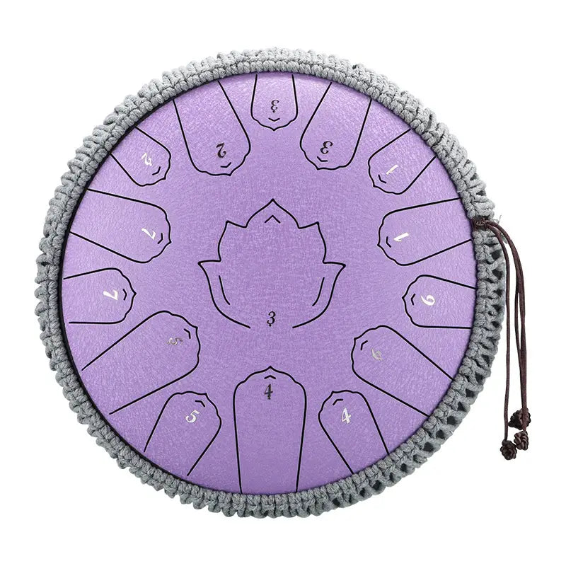 Hluru Steel Tongue Drum Glucophone 13 Inch 15 Notes C Tone Music Drum Ethereal Drum Percussion Musical Instruments Steel Drum