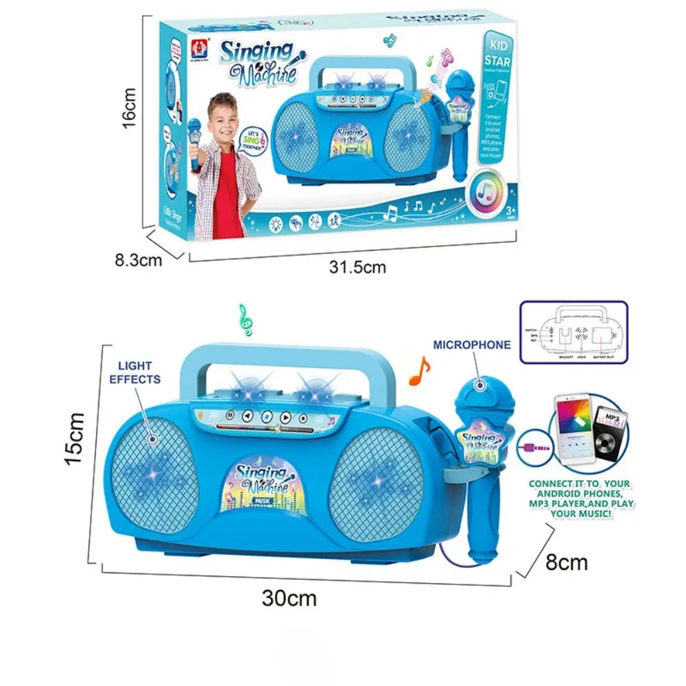 Kid Karaoke Singing Machine with Microphone Portable Musical Instrument with Light Educational Toy Girl Boy Party Birthday Gift