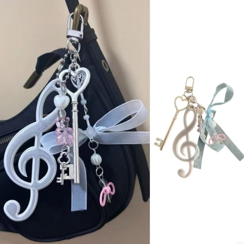 Creative Musical Note Keychain Bowknot Music Symbol Keyring for Women Men Handbag Backpack Pendant Theater Souvenir Gifts