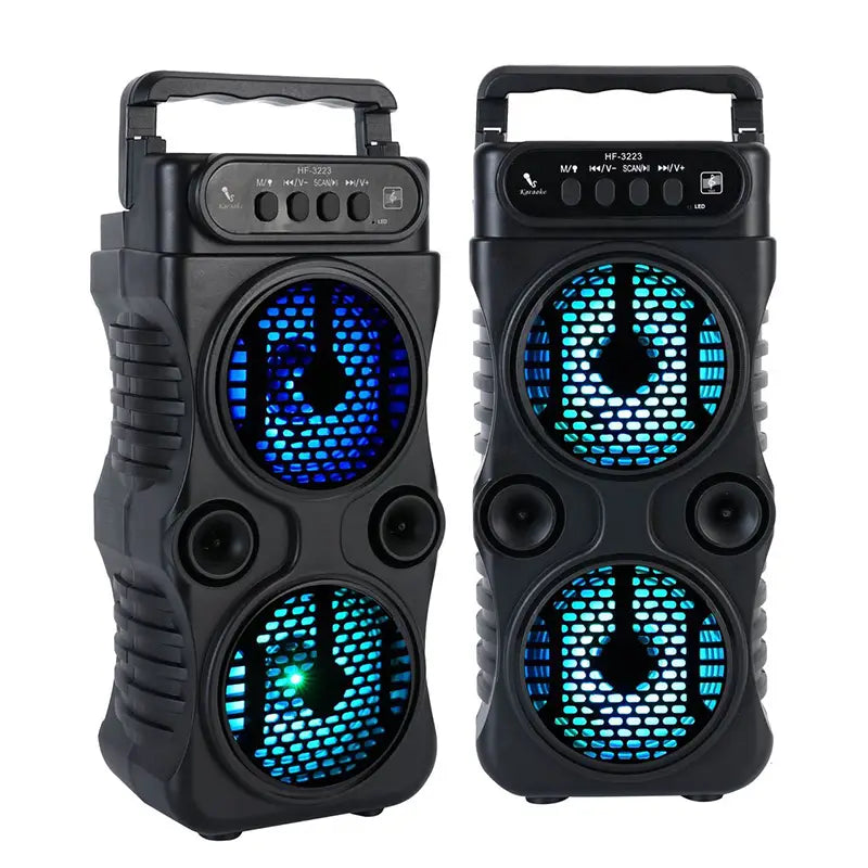 Outdoor Portable Wireless Speaker Dual 3 Inches Music Stereo Subwoofer Bass USB Power Supply For Dancing Party Family Karaoke