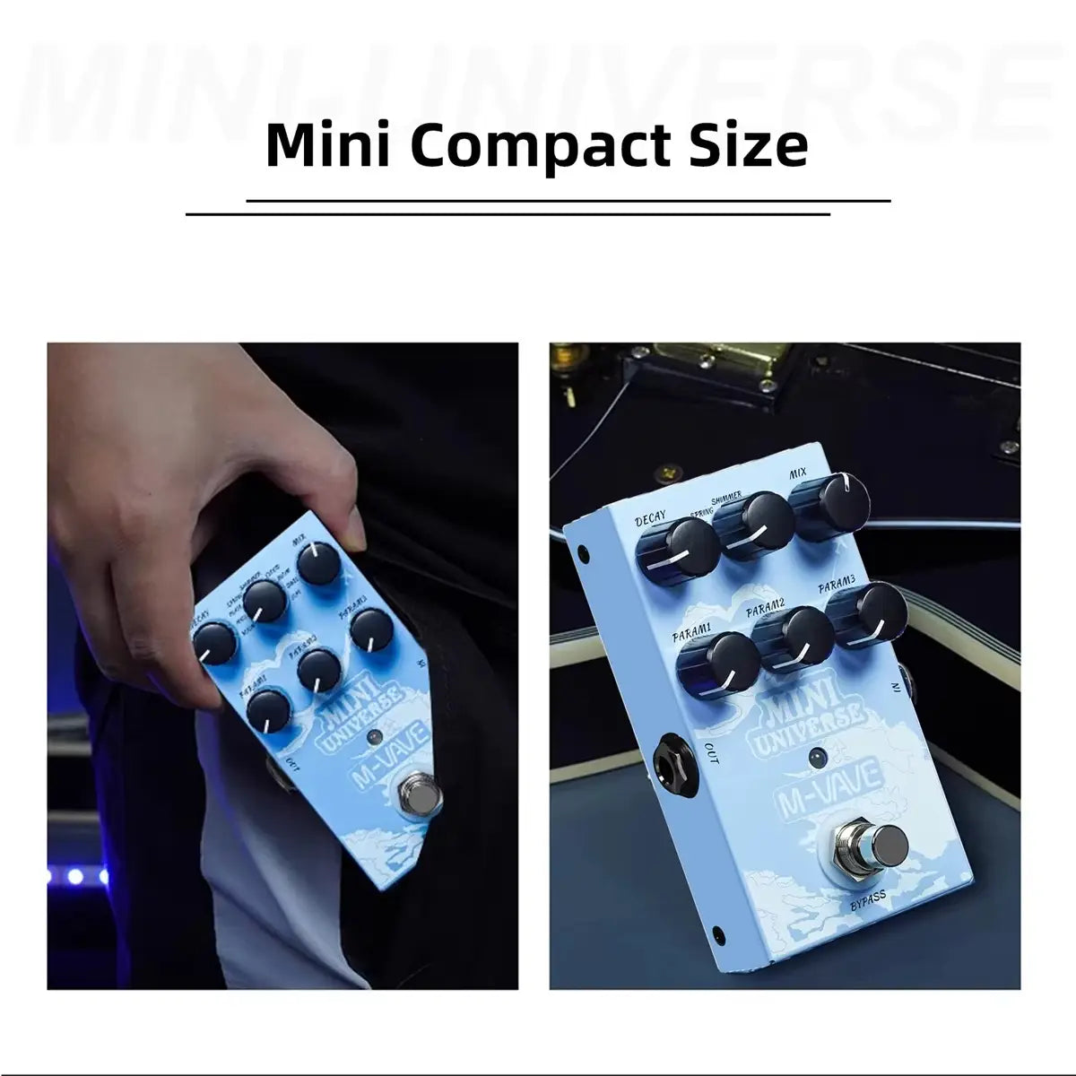 M-VAVE Mini Universe w/ 9 Modes & Room/Shimmer | FX Live/Studio Reverb Machine | Guitar/Bass Signal Chain Optimized