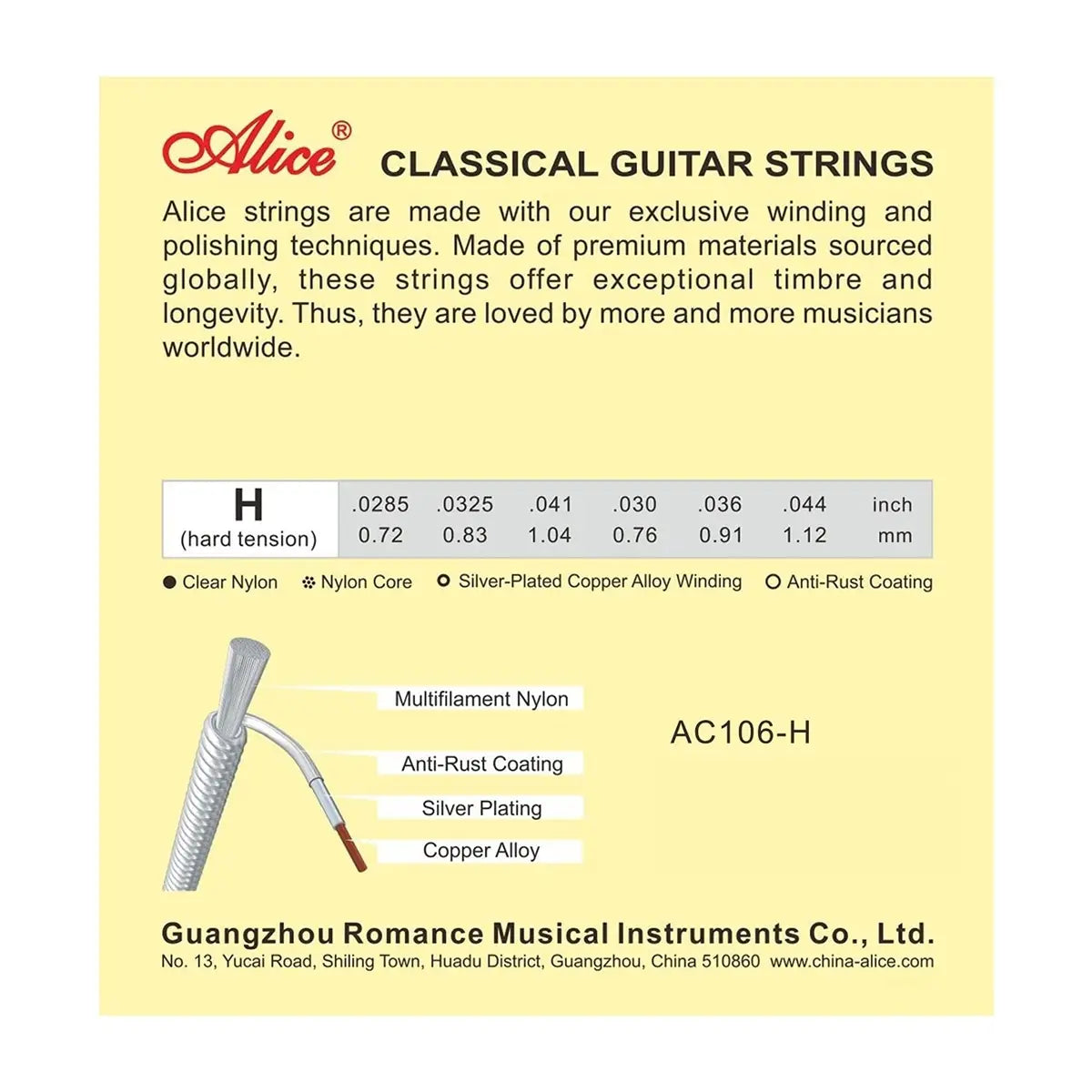 Alice Classical Guitar Strings 6 Pcs/Set Nylon Fiber Strings For Guitar Classical Musical Instruments Guitar Parts A106/107C-N