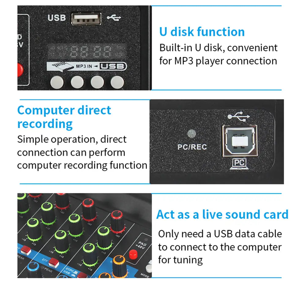 HD A4 A5 Sound Card Mixing Console Mixer Professional Audio 4 5 Channel Sound Mixer For Live Streaming DJ Audio Equipment