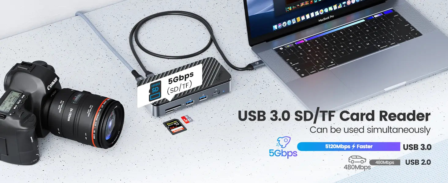 ORICO-USB C HUB with Cooling Fan M.2 NVMe SATA SSD Enclosure External 10Gbps 4K 60Hz HDMI-Com RJ45 SD TF Docking Station