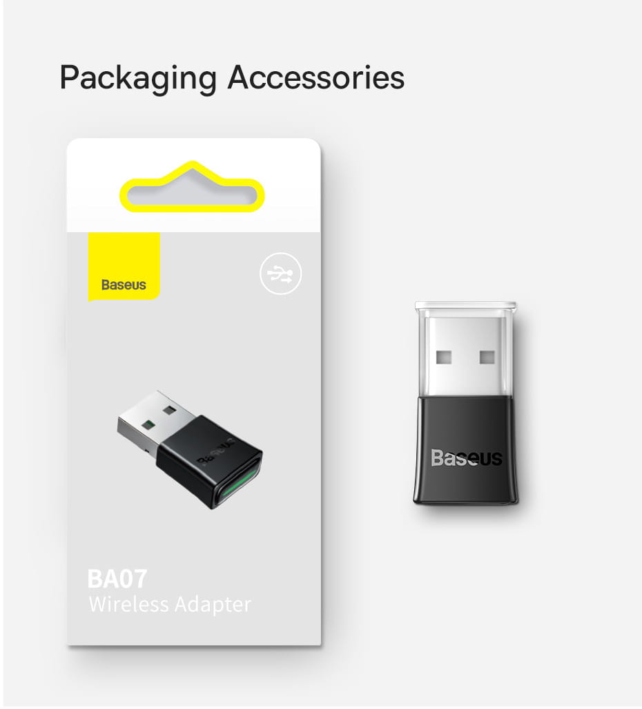 Baseus BA07 USB Bluetooth 5.3 Dongle Adapter for PC Speaker Wireless Mouse Keyboard Music Audio Receiver Transmitter Bluetooth