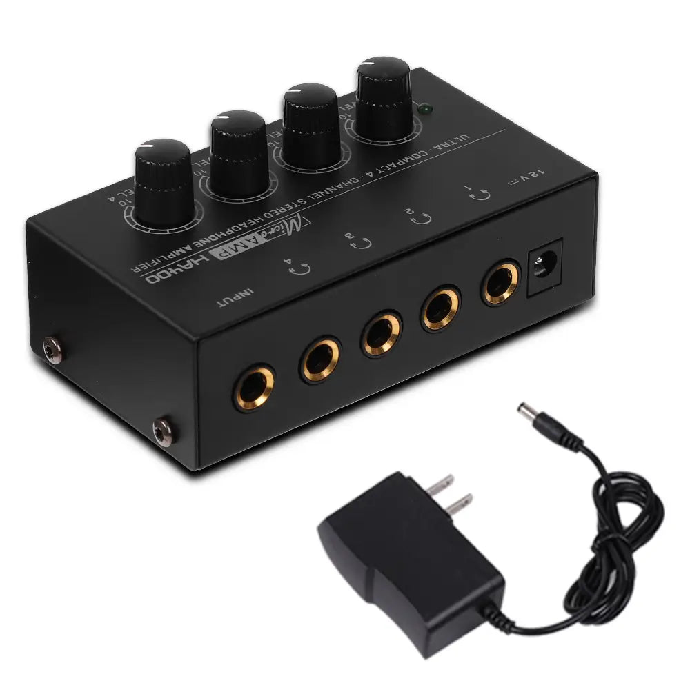 Headphone Amplifier Ultra-Compact Stereo Earphone Amplifier Audio Amplifier 4 Channels for Music 6.35MM Jack with Volume Control