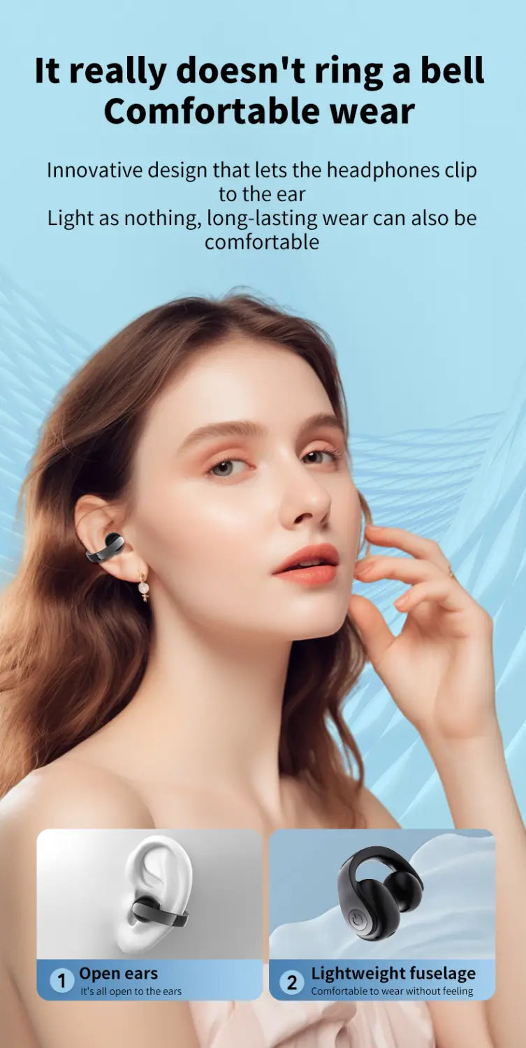Bluetooth5.4 Single Wireless Earphone Ear-Clip Business Headphone HIFI Stereo TWS Music Headset Sports Earbuds For Xiaomi iphone