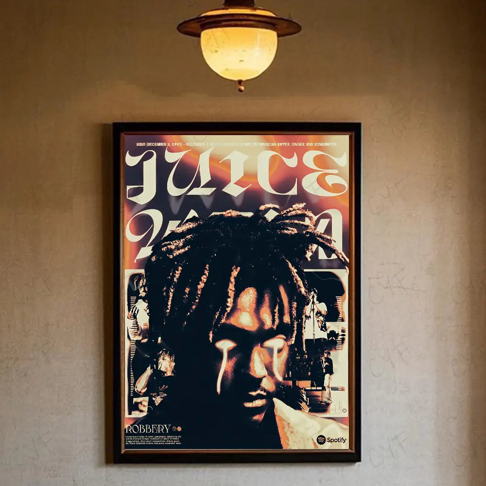 1PC Hip Hop Rapper J-Juice W-Wrld Music Poster Waterproof Wall Art Movie Posters For Bar Living Bedroom Retro Room Decor Gift