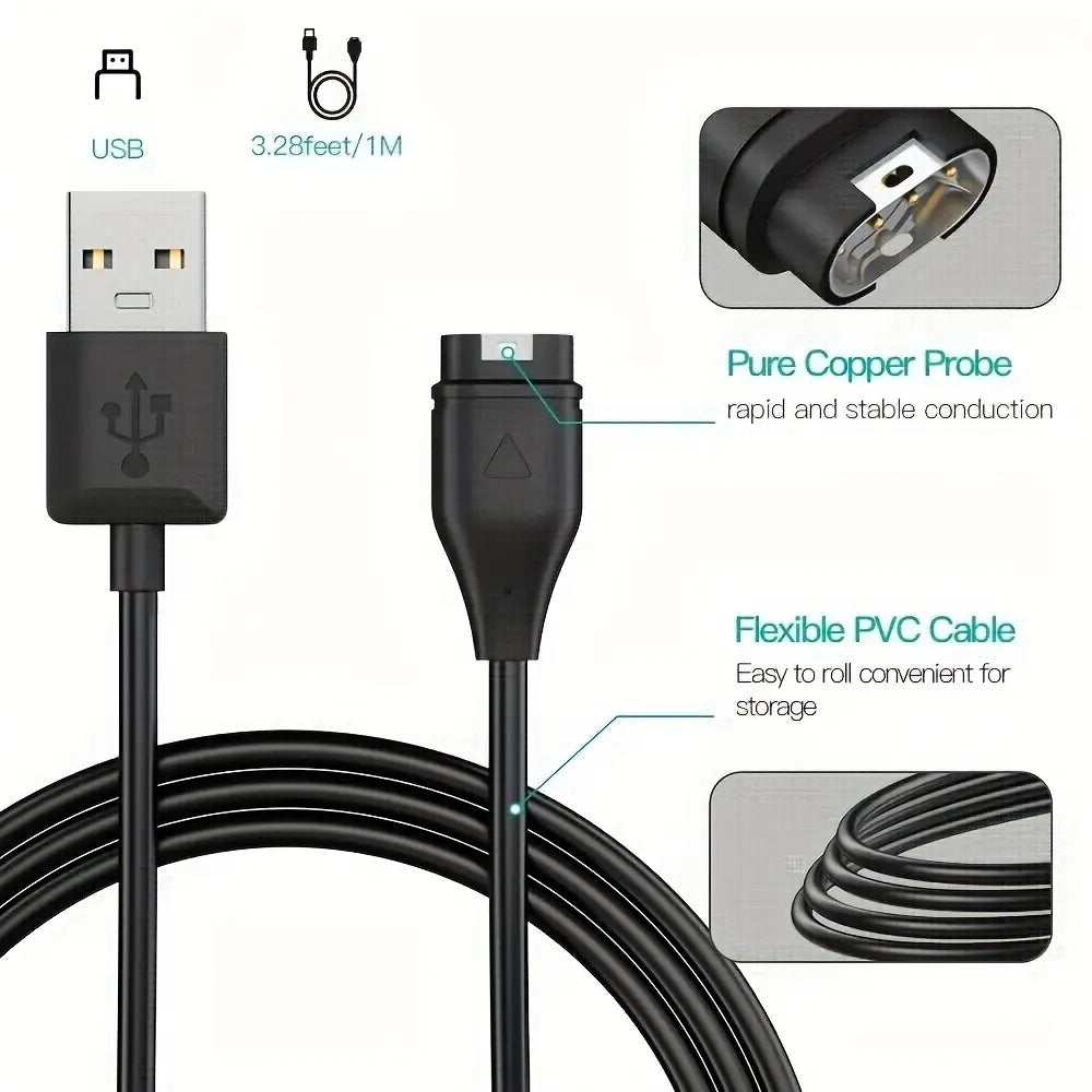 Charger Charging Cable for Garmin Fenix 5 5S 5X Plus 6 6S 6X Pro 7 7S 7X Forerunner 45 45S 245 Music 935 945 Vívoactive 3 4 4S