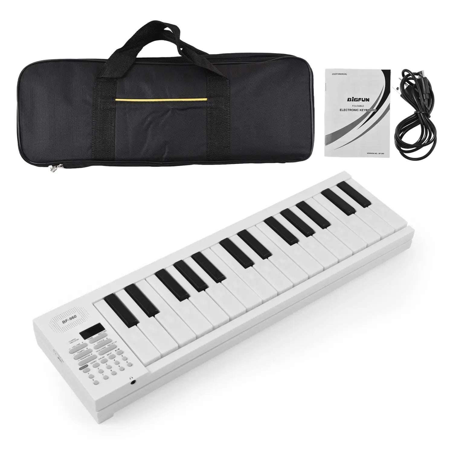 61 Key Electronic Piano Keyboard Portable 16 Tones 100 Rhythms Teaching Function Headphone Jack for Travel Practice Beginners
