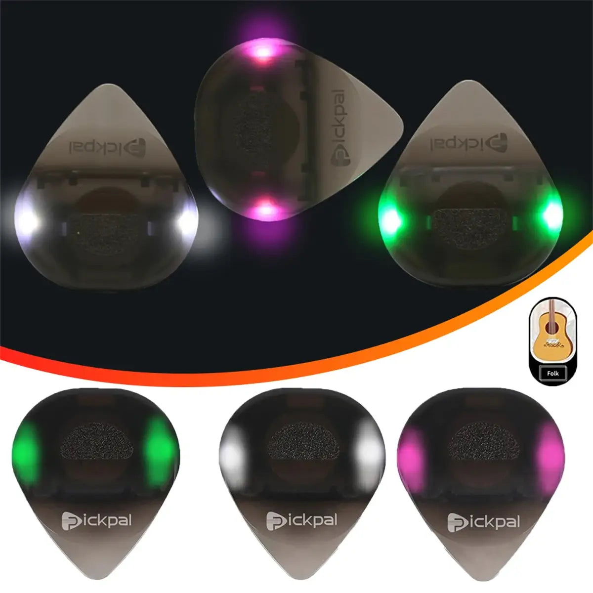 Guitar Picks 1 Pcs with High-Sensitivity LED Light Musical Instrument Glowing Plectrum Non-Slip for Bass Electric Guitarists