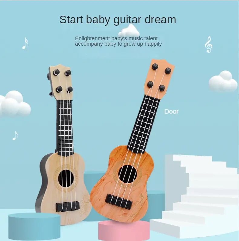 Mini Guitar 4 Strings Classical Ukulele Guitar Toy Musical Instruments for Kids Children Beginners Early Education Small Guitar