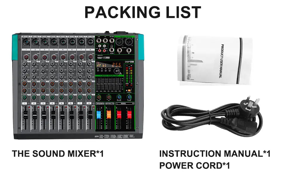 Professional Audio Mixer Depusheng MG8 8 Channel Sound Board Console DJ Mixing Desk System Interface Built-in 256 Reverb Effect